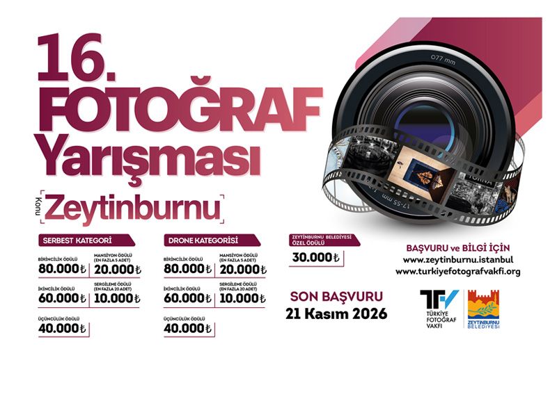 Zeytinburnu Belediyesi ile Türkiye Fotoğraf Vakfı iş birliğiyle düzenlenen 16. Zeytinburnu Fotoğraf Yarışması için başvurular başladı.